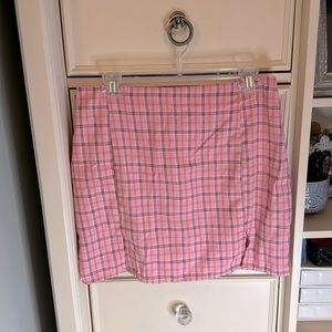 Pink Plaid Skirt